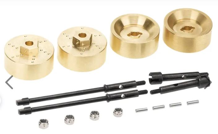 Brass 19g Each Wheel Spacers 11mm Thick w/ Extended Axles for Axial 1/24 SCX24