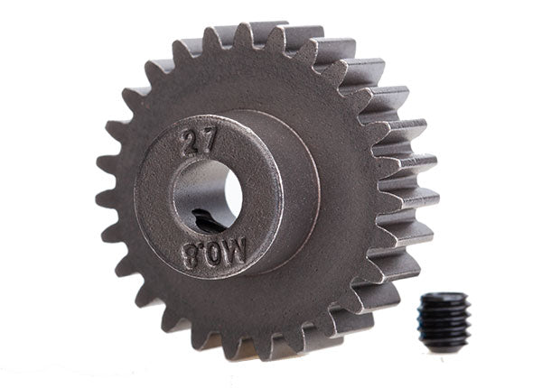Gear, 27-T pinion (0.8 metric pitch, compatible with 32-pitch) (fits 5mm shaft)/ set screw