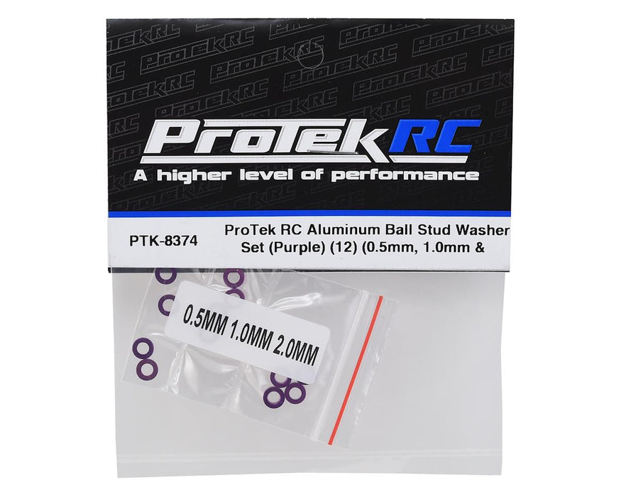 ProTek RC Aluminum Ball Stud Washer Set (Purple) (12) (0.5mm, 1.0mm & 2.0mm)