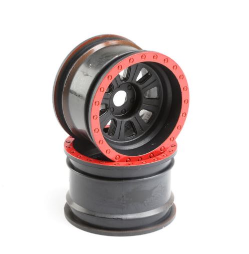 1/6 Front/Rear 3.6 Wheels, 20mm Hex, Black (2): Super Rock Rey