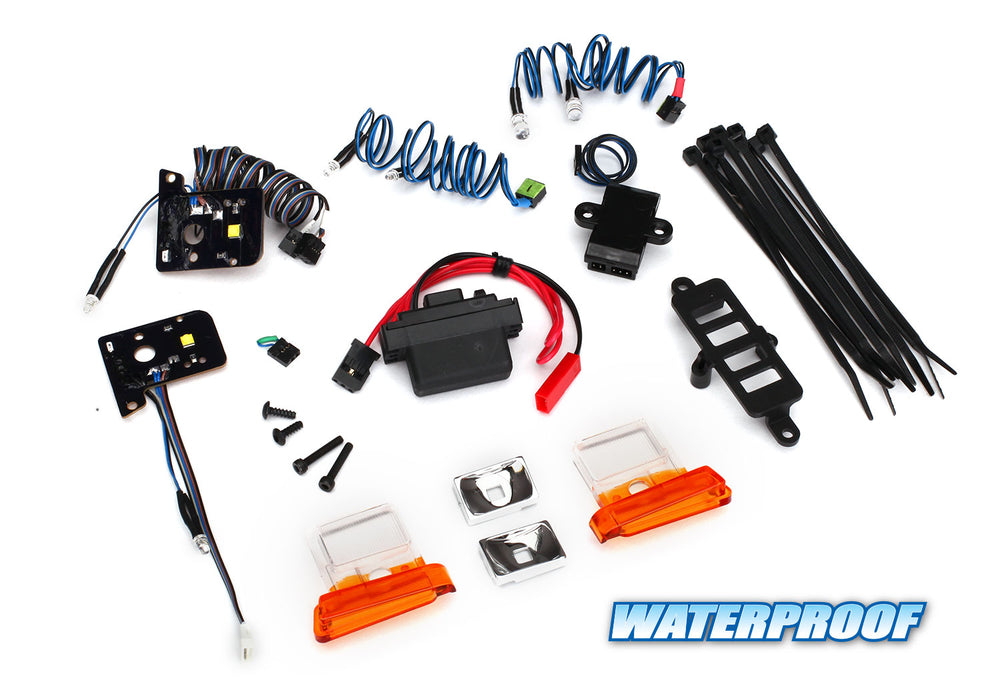 LED light set, complete with power supply (contains headlights, tail lights, side marker lights, & distribution block) (fits #8010 body)