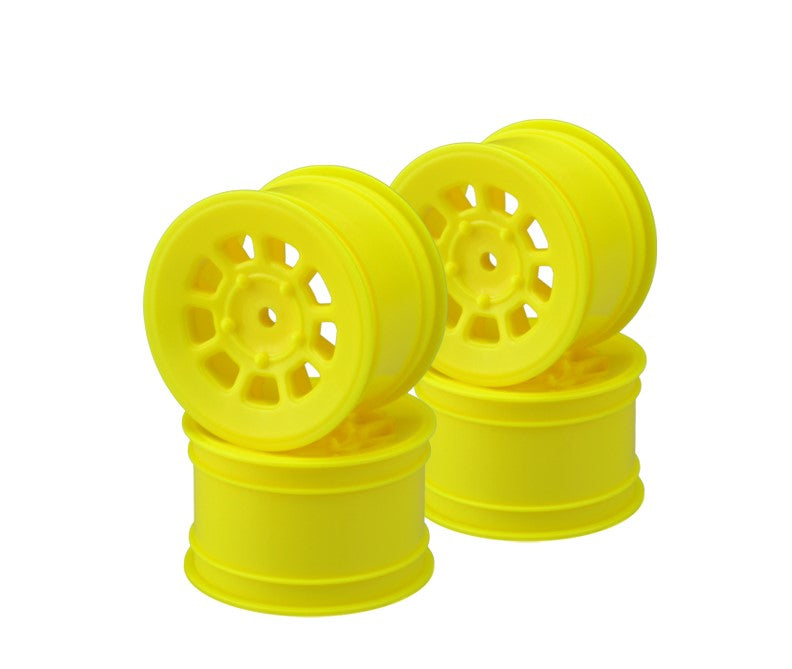 JConcepts 9 Shot 2.2 Dirt Oval Rear Wheels (Yellow) (4) (B6.1/XB2/RB7/YZ2) w/12mm Hex