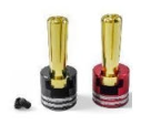 AZTAB Heatsink Bullet Plug Grips with 5mm Bullets (Black/Red)