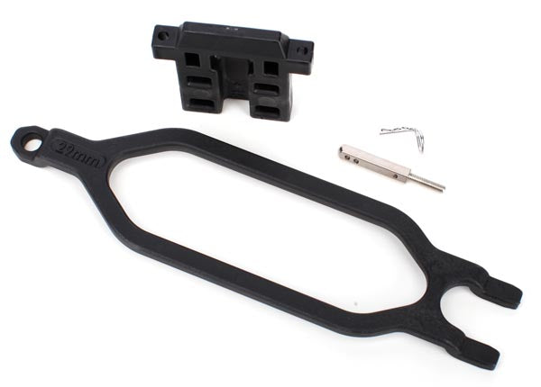 Hold down, battery/ hold down retainer/ battery post/ angled body clip (allows for installation of taller, multi-cell batteries)