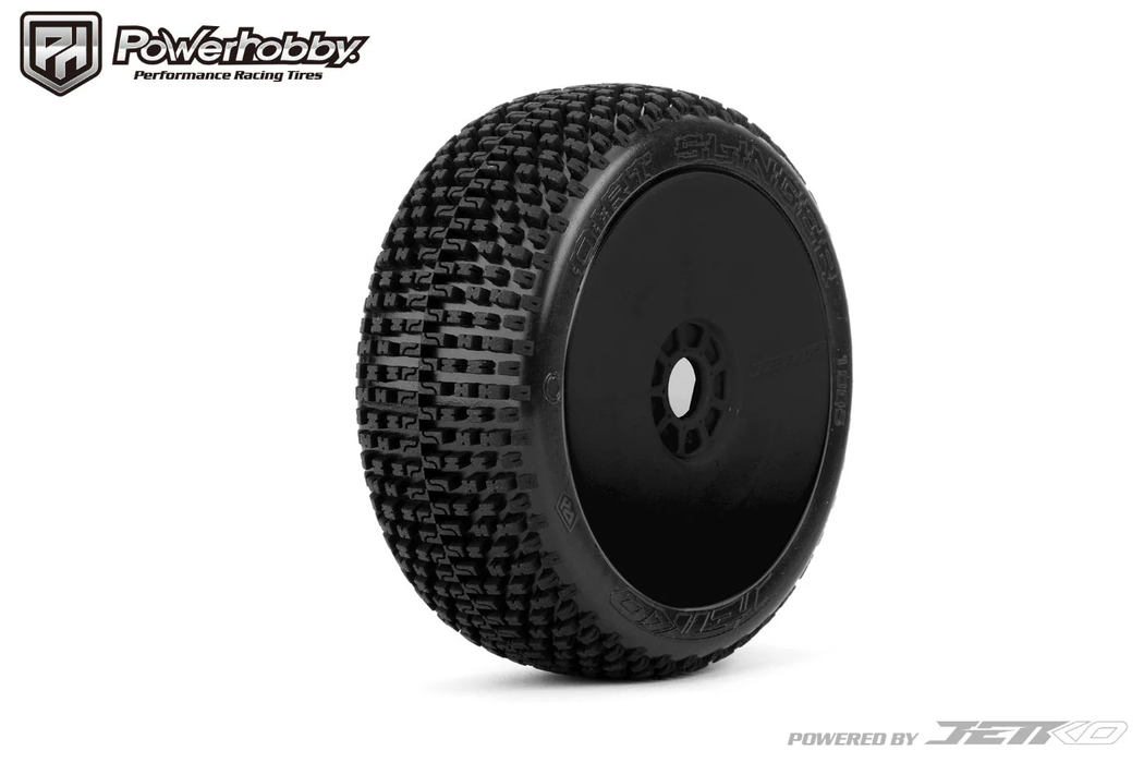 Powerhobby Dirt Slinger 1/8 Buggy Mounted Tires Black Dish Wheels (2) Medium Soft