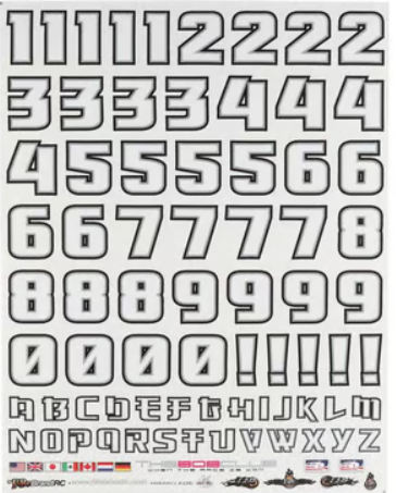Firebrand RC Numb3Rs 3 Rocket Decal Set (White w/Black Outlines)