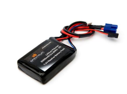 7.4V 2000mAh 2S LiPo Receiver Battery: Universal Receiver, EC3