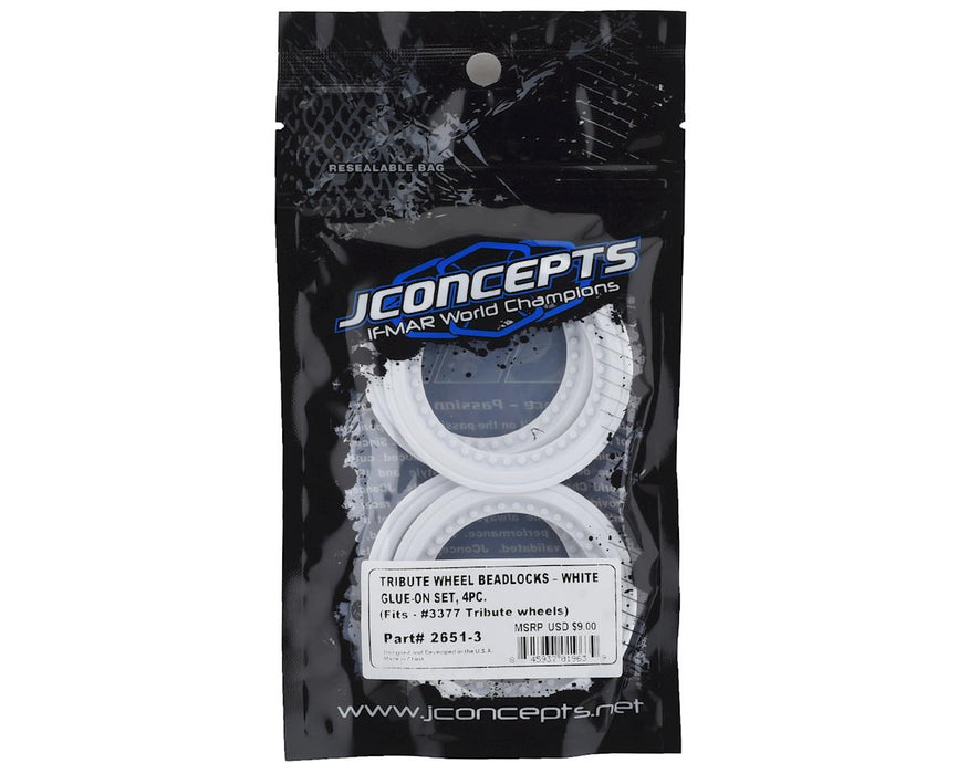 JConcepts Tribute Monster Truck Wheel Mock Beadlock Rings (White) (4)
