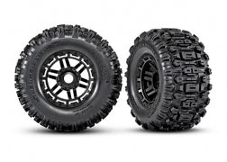 Tires & wheels, assembled, glued (black wheels, dual profile (2.8' outer, 3.6' inner), Sledgehammer® tires, foam inserts) (2) (17mm splined) (TSM® rated)