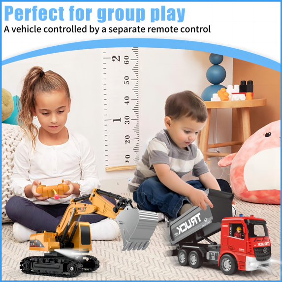 Remote Control Excavator Electric Toy RC Truck 2in1 ZLL 689-839A Double Side Flip Line