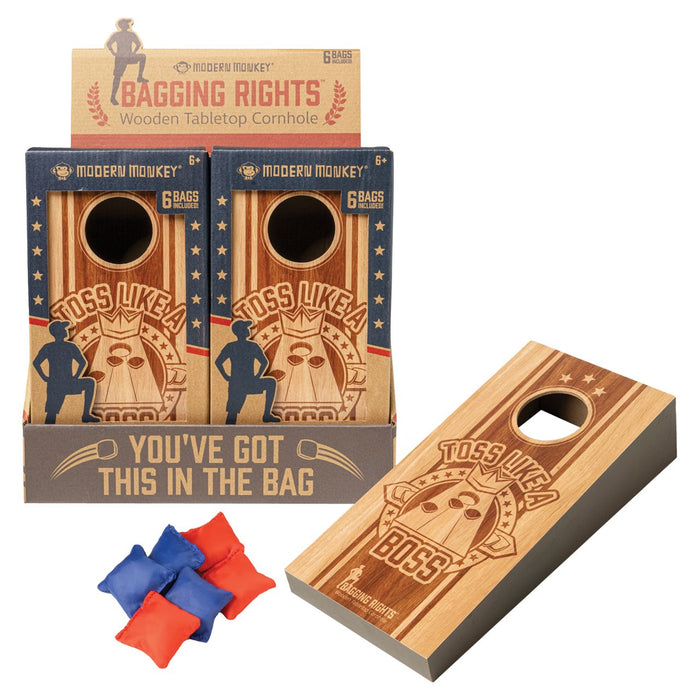 Modern Monkey Bagging Rights Wooden Tabletop Cornhole