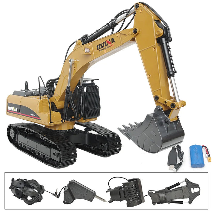 HuiNa Full Metal RC Excavator Digger V4 23Ch 2.4Ghz - All Metal 1:14 Model 1580
