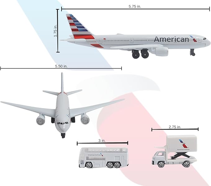 Daron American Airlines Airport Playset with Die-Cast Metal Model Airplane with Plastic Parts, Cars and Transportation Toys for Kids Ages 3+