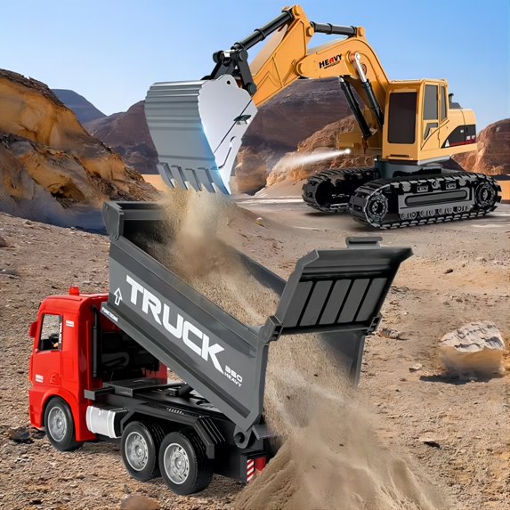 Remote Control Excavator Electric Toy RC Truck 2in1 ZLL 689-839A Double Side Flip Line