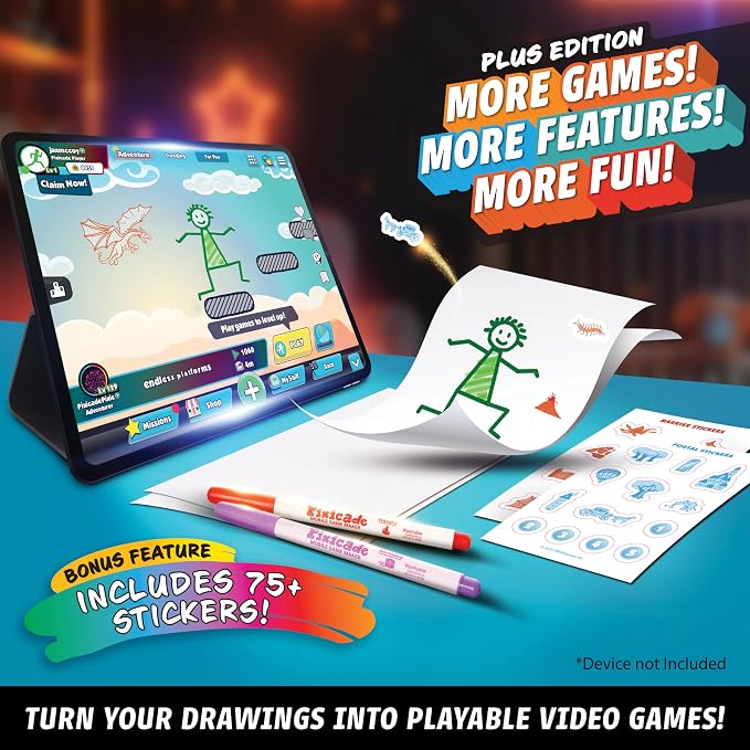 Abacus Brands Pixicade! Plus | Turn Drawings Into Playable Video Games! | Doodle & Draw, Snap Play & Share Instant Video Games!