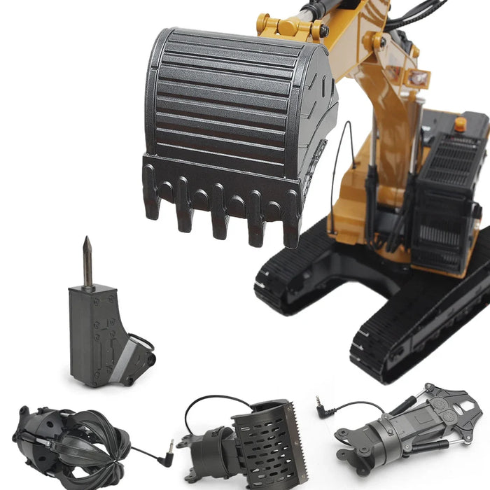 HuiNa Full Metal RC Excavator Digger V4 23Ch 2.4Ghz - All Metal 1:14 Model 1580