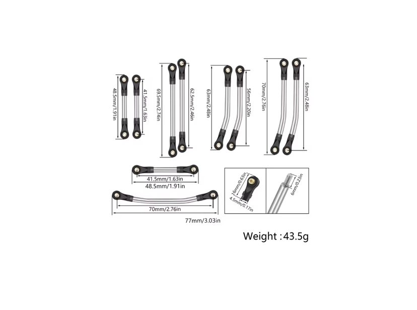Ascent 18 Stainless Steel Steering Links and High Clearance Links (Not Apex)