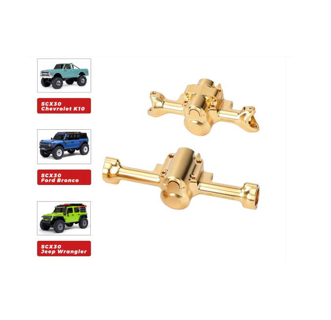 SCX30 Brass Front and Rear Axles (2）