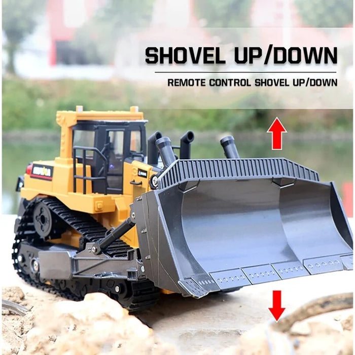 1:16 Scale Eleven-Channel Remote-Controlled Bulldozer, Remote Alloy Construction Vehicle