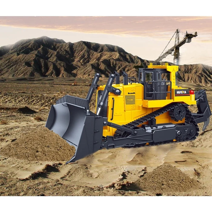 1:16 Scale Eleven-Channel Remote-Controlled Bulldozer, Remote Alloy Construction Vehicle