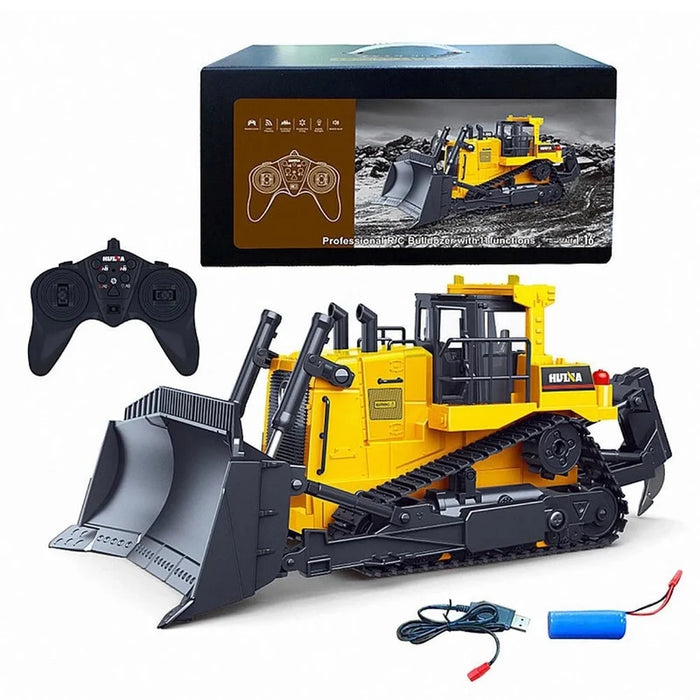 1:16 Scale Eleven-Channel Remote-Controlled Bulldozer, Remote Alloy Construction Vehicle