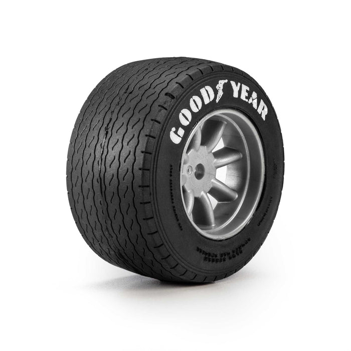Goodyear Blue Streak VTA Rear Tires Mounted 8mm Gray Wheels (2) for Losi NASCAR Racecar