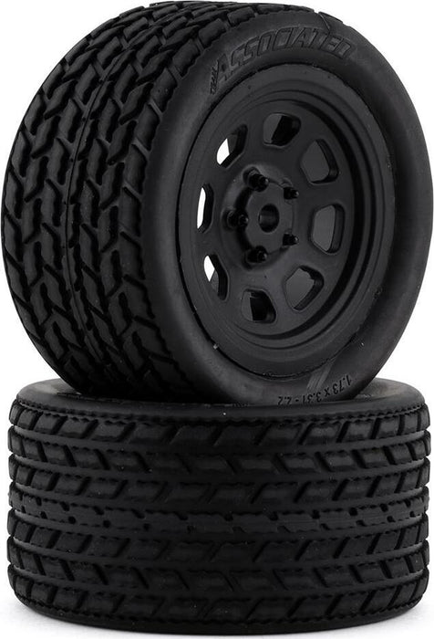 Team Associated SR10 Pre-Mounted Street Stock Tires with Rear Wheels (2)