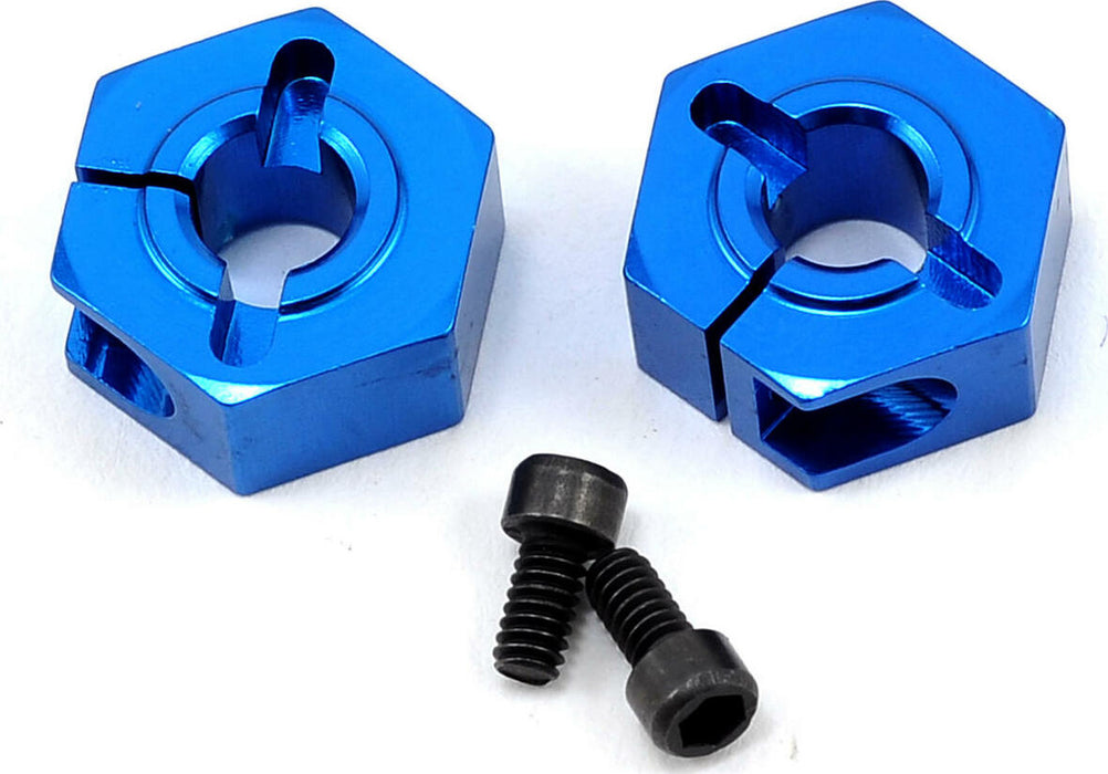 Team Associated 12mm Aluminum Front Clamping Wheel Hex Set (Blue) (2)