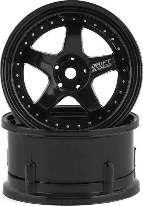 DS Racing Drift Element 5 Spoke Drift Wheels (Triple Black w/Silver Rivets) (2)