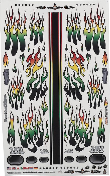 Firebrand RC Flames Rasta Decal Sheet (8.5x14")