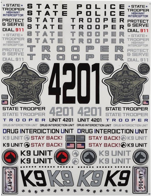 Firebrand RC State Trooper Decal Sheet (8.5x11")
