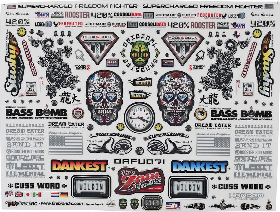 Firebrand RC Sponsor Logos 4 Decal Set (8.5x11")