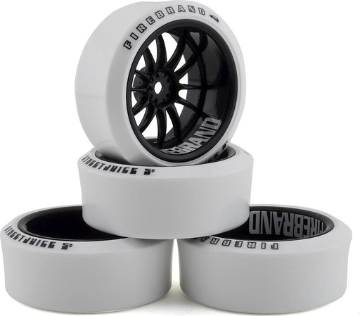 Firebrand RC Char XDR9 5° Pre-Mounted Slick Drift Tires (4) (Black/White)