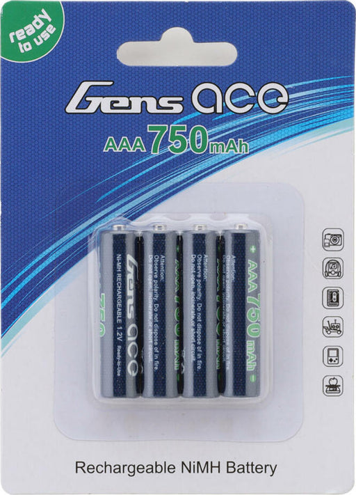 Gens Ace High Power Rechargeable AAA NIMH Battery (1.2V/750mAh) (4)
