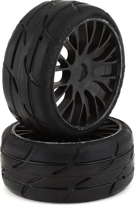 GRP Tires GT - TO3 Revo Belted Pre-Mounted 1/8 Buggy Tires (Black) (2) (XM7)