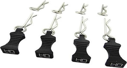 Hot Racing 1/10 Aluminum EZ Pulls w/Body Clips (Black) (4)