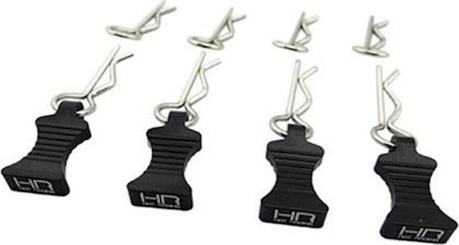Hot Racing 1/10 Aluminum EZ Pulls w/Body Clips (Black) (4)
