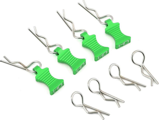 Hot Racing 1/10 Aluminum EZ Pulls w/Body Clips (Green) (4)