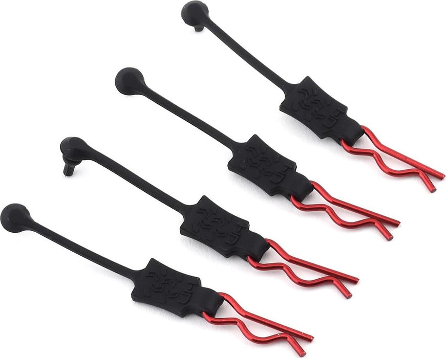 Hot Racing 1/8 Body Clip Retainers (Red) (4)