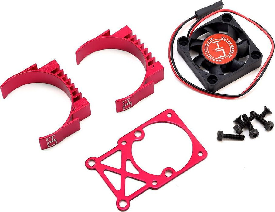 Hot Racing Clip-On Two-Piece Motor Heat Sink w/Fan (Red)