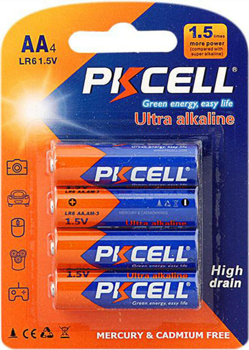 PKCell Ultra Alkaline AA Batteries 4 Pack Box (12)
