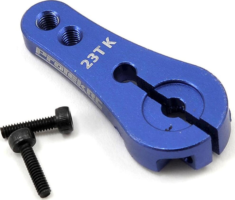 ProTek RC 4mm Aluminum Long Clamping Servo Horn (Blue) (23T-JR/Sanwa/KO)