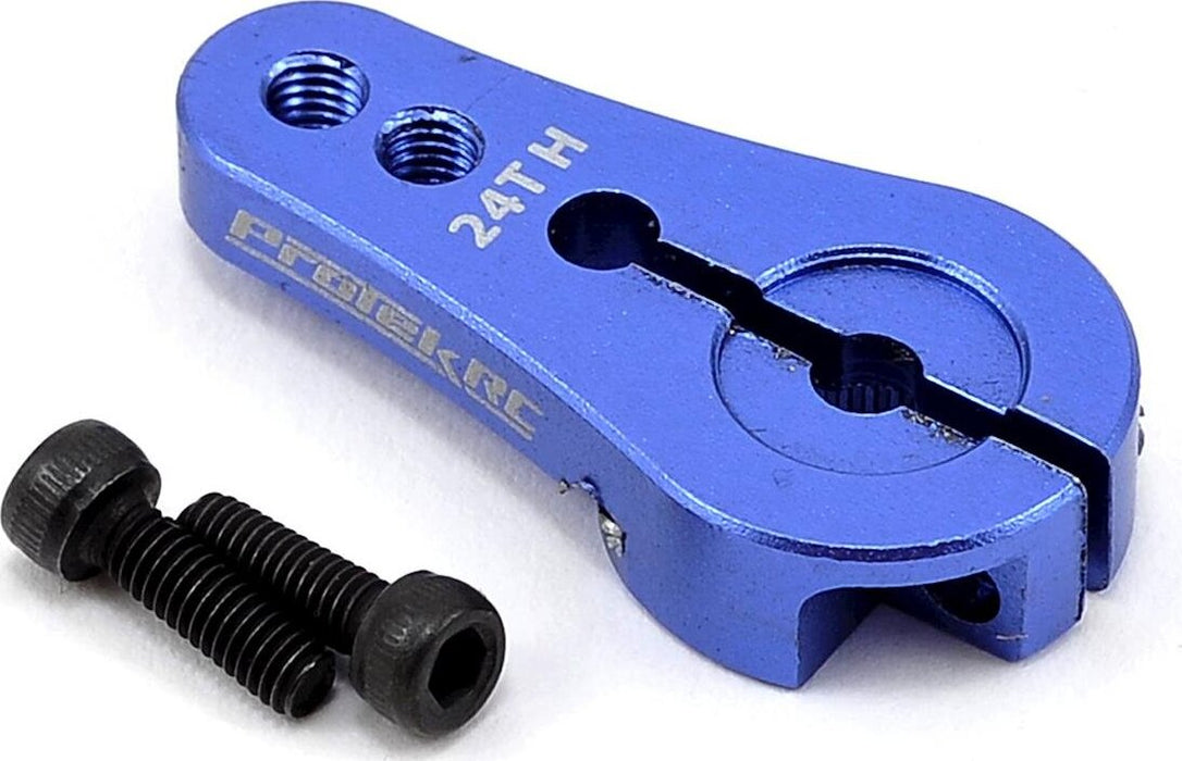 ProTek RC 4mm Aluminum Short Clamping Servo Horn (Blue) (24T-Hitec)