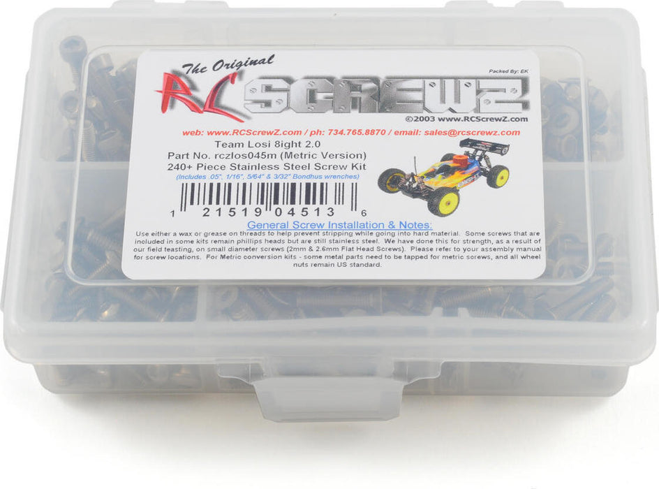 RC Screwz Losi 8ight 2.0 Stainless Steel Screw Kit (Metric Version)