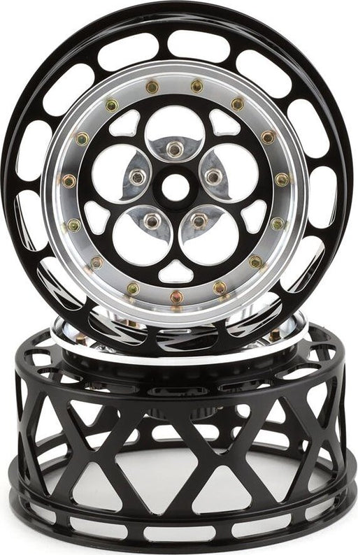 SSD RC 5 Hole One Piece Drag Rear Wheels (Black) (2)