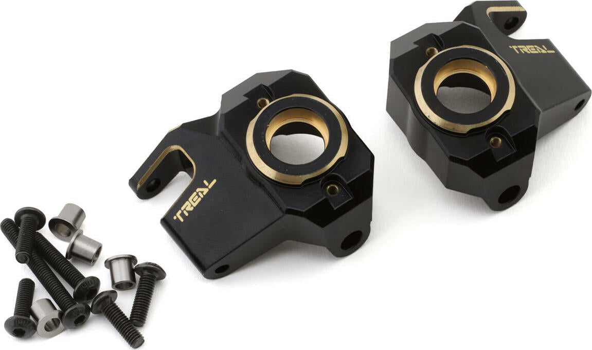 Treal Hobby Axial SCX10 III CNC Brass Front Steering Knuckles (Black) (2) (66g)
