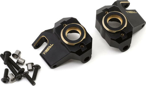 Treal Hobby Axial SCX10 III CNC Brass Front Steering Knuckles (Black) (2) (66g)