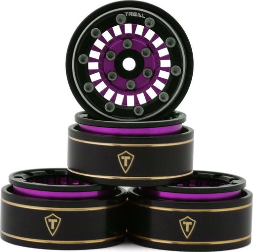 Treal Hobby Type C 1.0" Brass Beadlock Crawler Wheels (Purple) (4) (27.3g)