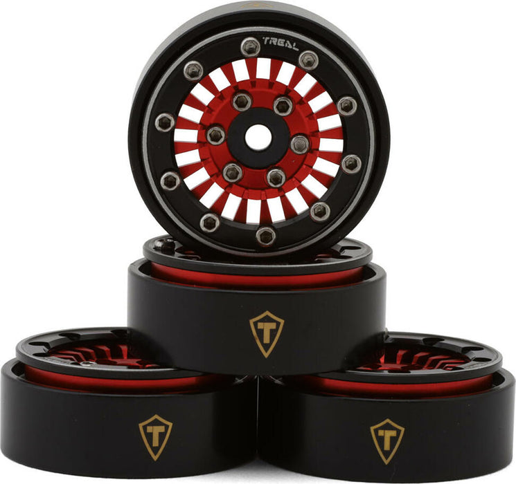 Treal Hobby Type C 1.0" Brass Beadlock Crawler Wheels (Red) (4) (27.3g)