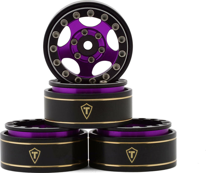 Treal Hobby Type B 1.0" 5-Spoke Beadlock Wheels (Black/Purple) (4) (22.4g)
